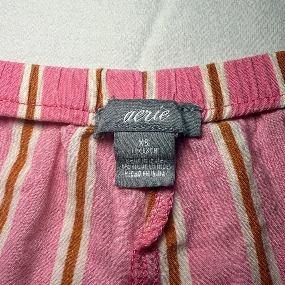 Aerie Pink White & Gold Striped Pajama Boxer Shorts Size XS NWOT